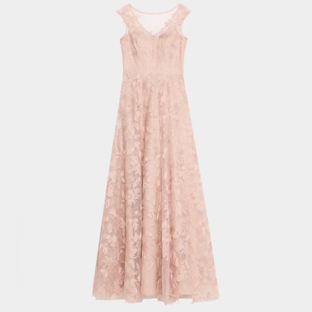 Rickie Freeman for Teri Jon Sleeveless Embroidered Floral Applique Gown, NWT